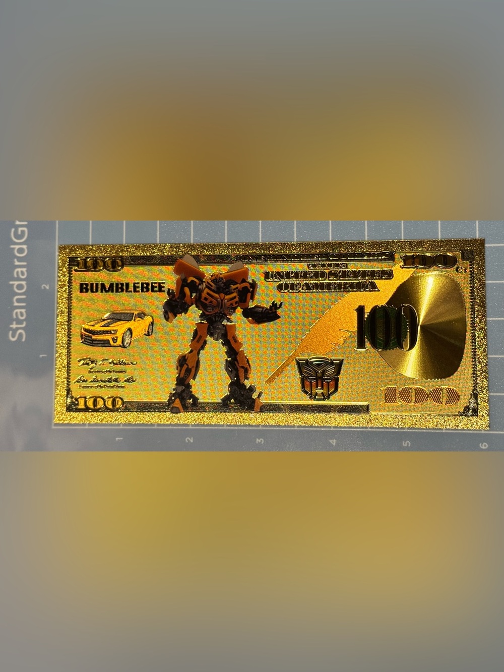 Gold Holographic Transformers BUMBLEBEE Collectable Note